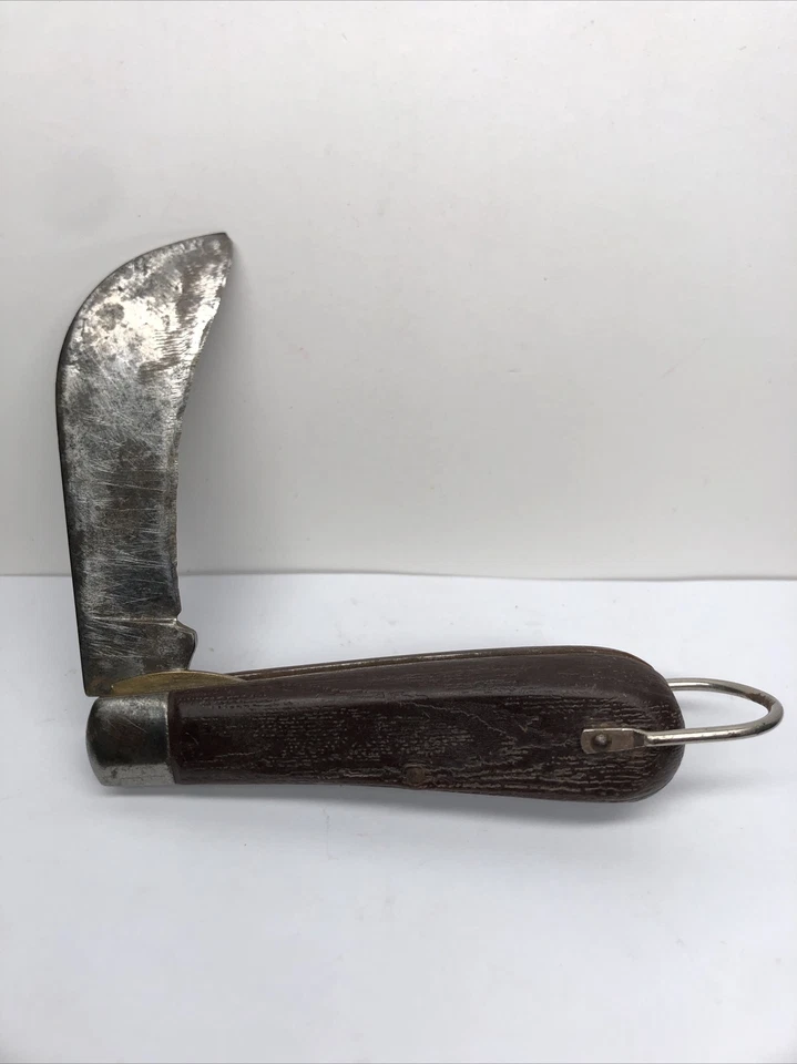 Cuchillo de colección Klein Tools Chicago IL Hawkbill forro bloqueo mango marrón Foto 4 de 4