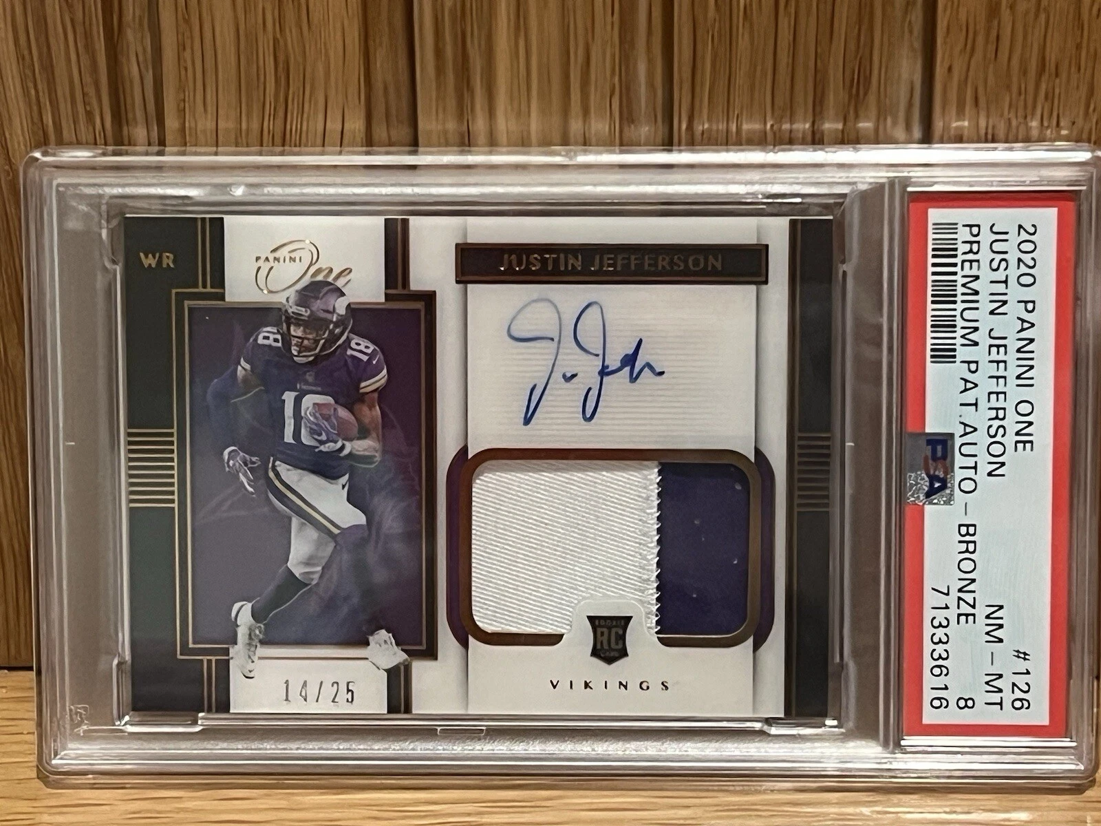 Justin Jefferson Panini One #126 Premium Patch Autograph-Bronze