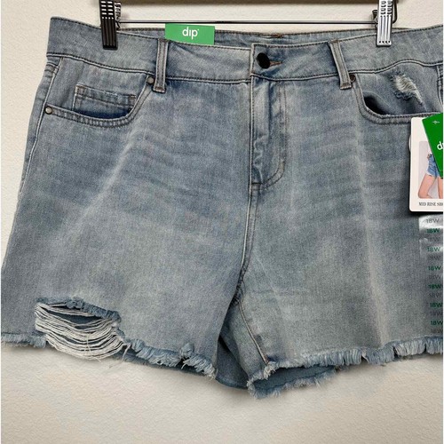 Dip Women's Size 18W Mid Rise Denim Cut-Off Light Blue Shorts New - Bild 3 von 7