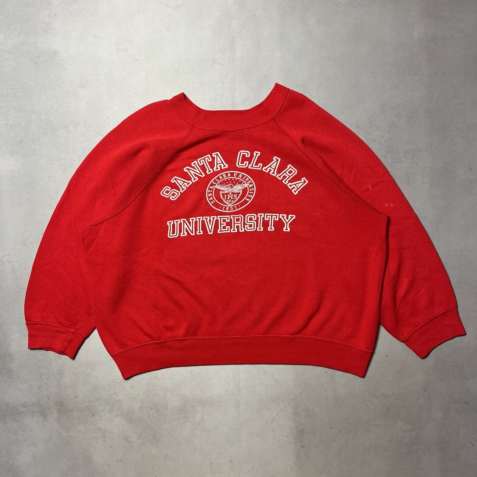 | Santa Vintage Print University eBay Sweatshirt Raglan 70s Pullover Flock Clara