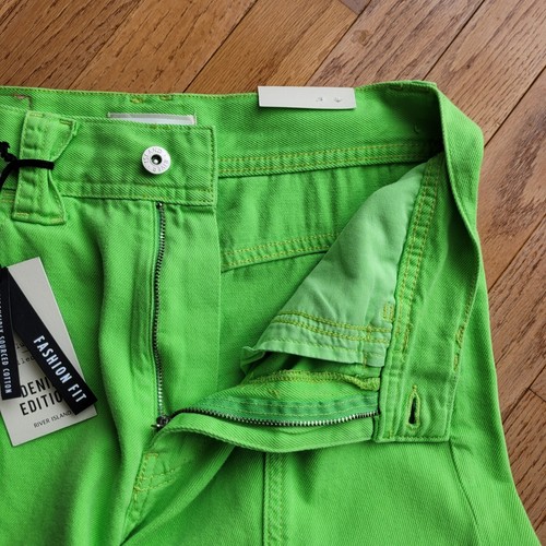 River Island High Rise Cargo Jean In Bright Green Women's Size 12R - Picture 11 of 18