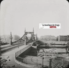 Bridge Over The Neckar, Mannheim, Germany, Photo Glass Plate, Positive 8.5x10 Cm