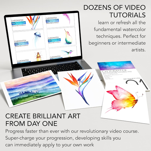 54 Watercolor Pens Set | Including 15 Page Pad & Online Video Tutorial Series | - Picture 5 of 12