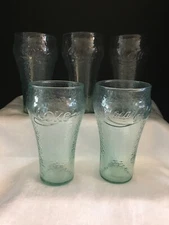 Set of 5 Indiana Glass Coca Cola Bell Soda Glasses Vintage 1984