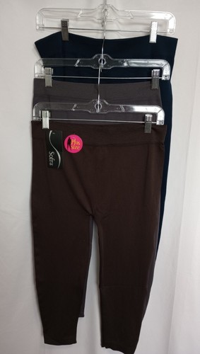 3 NUEVAS Leggings Pr Talla Única Para La Más PLUS Talla SOFRA Capri Azul Marino Gris Marrón  - Imagen 1 de 2