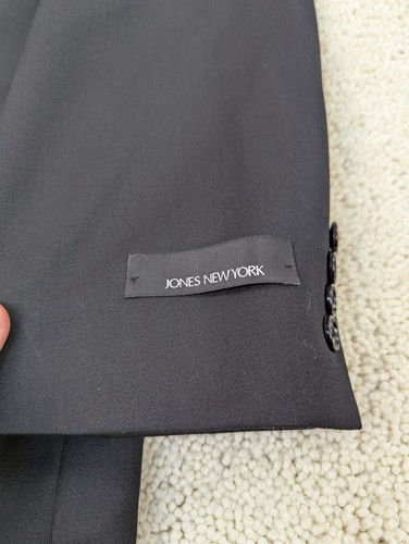 Jones New York Suit Mens 46S 36x25 Black Wool 2 Piece Jacket Pants Vintage 3 Btn - Picture 3 of 22