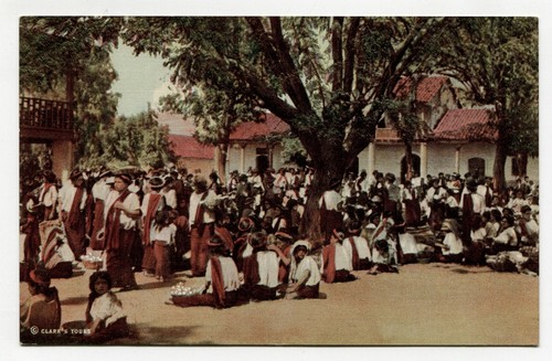 Postal de Santiago Atitlán Guatemala escena mercado circa años 40-50 - Imagen 1 de 2