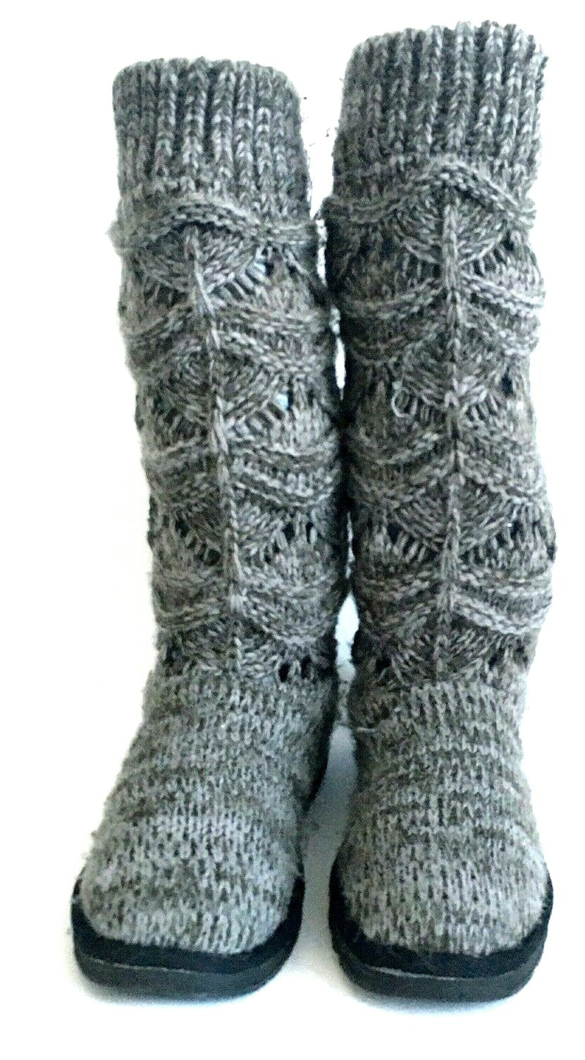 Muk Luks Jamie Sweater Boots Grey Mid 