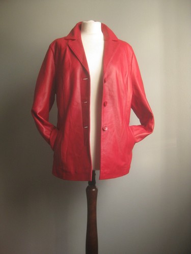 CHAQUETA DE CUERO ROJA VINTAGE 12 14 blazer boyfriend inteligente suave dj tux LEER DETALLE - Imagen 12 de 22