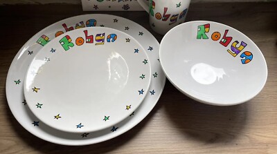 Hand painted Personalised Dinner Set. Mug Bowl Side Dinner Plate. Customised eBay