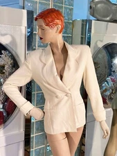 Rina Rossi Chic & Crazy Women Ivory blazer long jacket Double Breast size 2