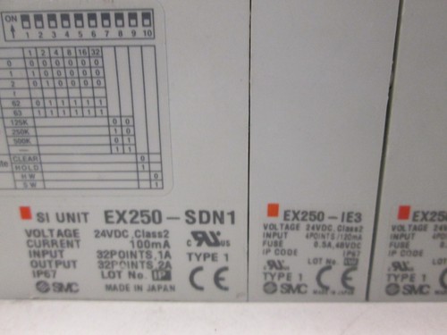 SMC, EX250, DeviceNet Interface Module Assy w/6 Input Blocks, Used - Picture 5 of 7