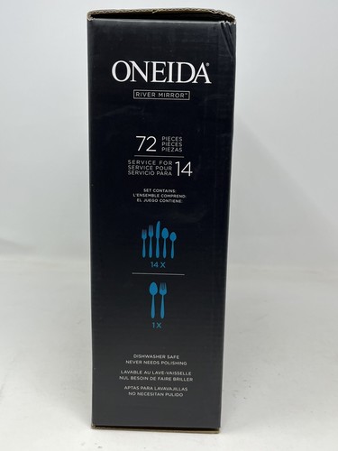 Oneida RIVER MIRROR 72 Pezzi Servizio di Posate Argenteria per 14 e Servizio Pezzi - Foto 4 di 6