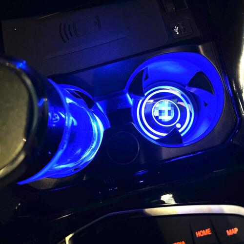 2x Car Interior Console LED Cup Holder 7-Color Ambient Atmosphere Lights For BMW - Picture 2 of 12