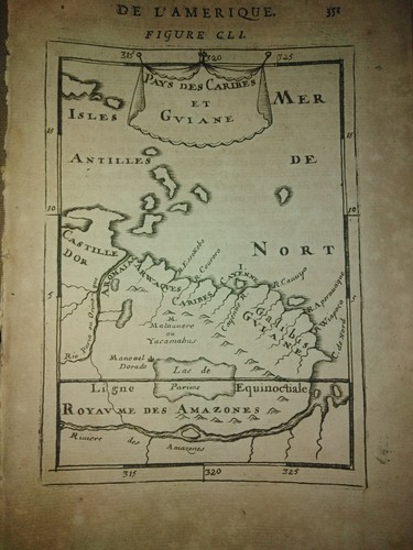 1683 INCISIONE SU RAME A. M. MAPPA MALLET DELLA GUYANA FRANCESE E DEI PAESI CARAIBICI - Foto 5 di 5