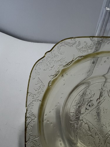 Set of 2 Federal Madrid Yellow Depression Glass 6” Square Dessert Plates chips - Picture 15 of 17