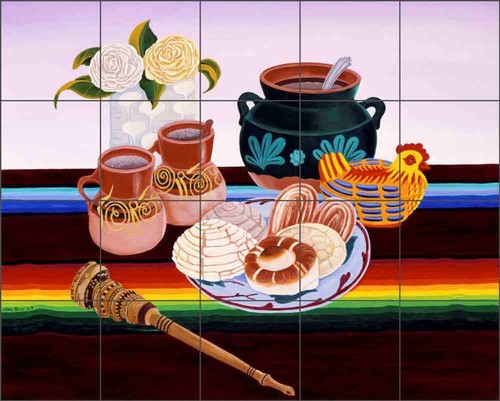 Pfanne Dolce Fliese Backsplash Raul del Rio Conchas Kunst Keramik Wandbild POV-RR006 - Bild 1 von 5