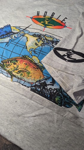 Vintage 90s SS Grey Medium BIG GAME FISHING Graphic T-Shirt. - Picture 5 of 6