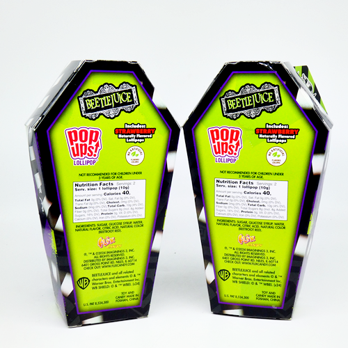 Beetlejuice & Sandworm Pop Ups Strawberry Flavor Lollipop 2024 NEW Sealed - Picture 3 of 3