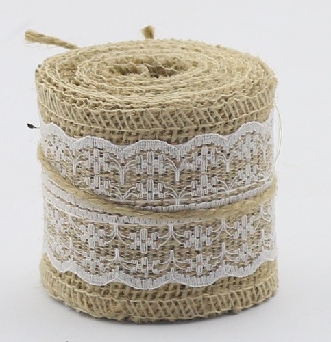 Jute Burlap Rolls Ribbon with White Lace Idea for Burlap Bows Burlap Wreaths ... - Picture 4 of 7