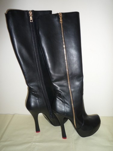 Shaped Shoes Boots Zips Moschino Heels Heart Black nbsp;37 Vegan Gold Red Bn nbsp;platform 58qxw6dx4