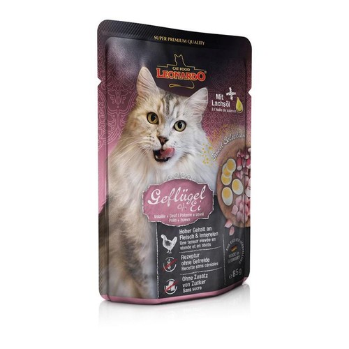 Leonardo Geflügel + Ei, 16x85g Nassfutter für Katzen im Frischebeutel - Bild 2 von 2