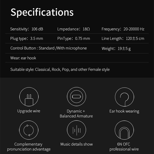 KZ ZST Detachable Earbuds 1BA+1DD Dual Driver in-Ear Monitor Earphone Y6V7 - Picture 5 of 12