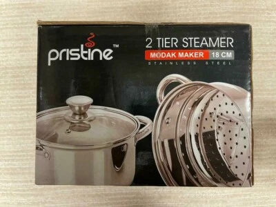 Pristine Stainless Steel 2-Tier Induction Base Steamer Pot 2.5 Lit (2.64 QT)