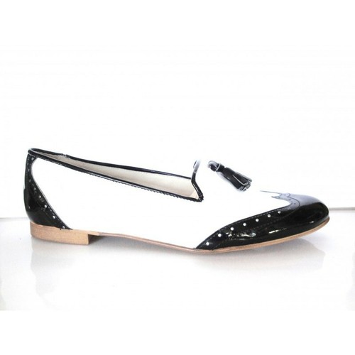 Mocasines piel negro y blanco con adornos de marías todo piel tallas normales - Imagen 5 de 5