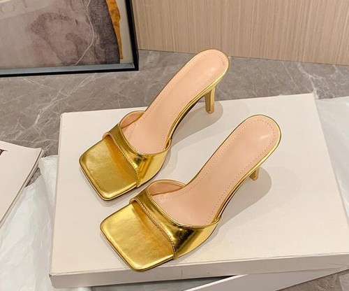 Damenmode Sommer Peeptoe Metallic Hausschuhe sexy Party High Heels Sandalen - Bild 13 von 14