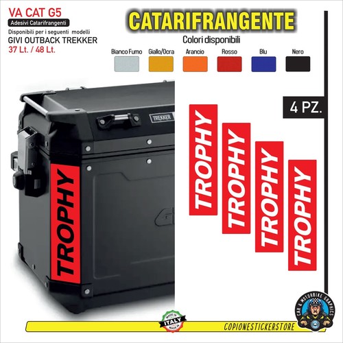 4 Adesivi Catarifrangenti valigie GIVI Trekker Outback 48 37 litri TROPHY CAT G5 - Picture 2 of 2