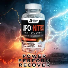 LIPONITRO Powerful Diet Support Pills + Energy Boost - 120 White Tablets