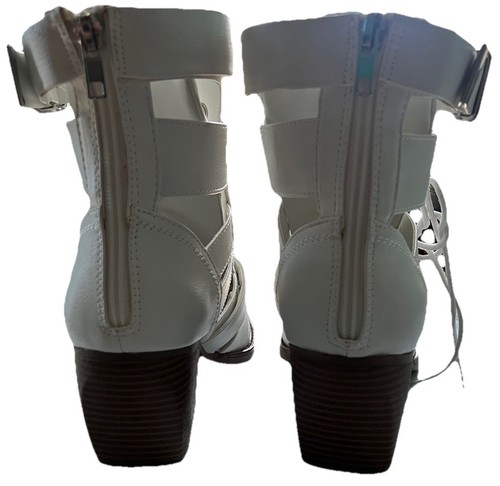 ZIGI Soho Womens Buckle Lace Up Pointed-Toe Booties Shoes Platform White Sz 10 M - Picture 8 of 14