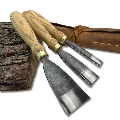 Holzschnitzfugen - handgeschmiedete 52100 Stahlklingen, Eschengriffe, Sondergrößen - Bild 11 von 12