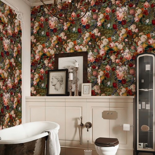 Simon&Siff Peel and Stick Vintage Vinyl Wallpaper Blooming Floral Contact Paper - Picture 5 of 11