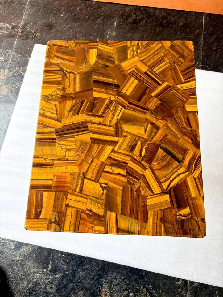 Handmade Golden Tiger Eye Inlay Table Top: Home Decor - Image 2 of 4