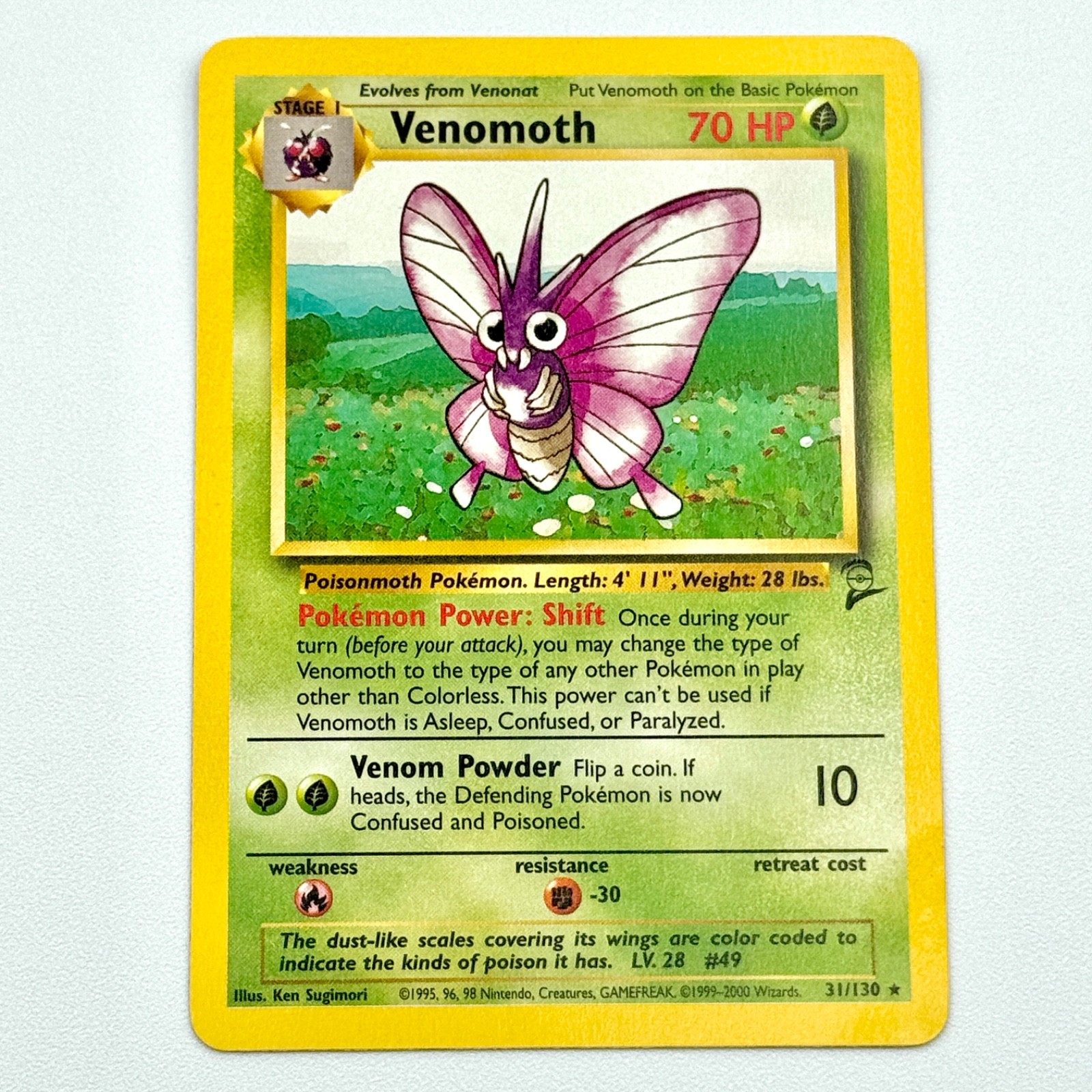 Venomoth 31/130 Near Mint Base Set 2 Rare Non Holo Vintage Pokemon TCG
