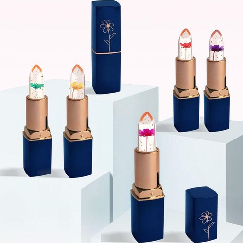Lápiz labial de gelatina de cristal flor brillante mágico color dorado belleza cosmético F3Z2 - Imagen 4 de 26