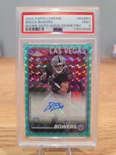 2024 Topps Chrome Brock Bowers Aqua Refractor Auto PSA 9