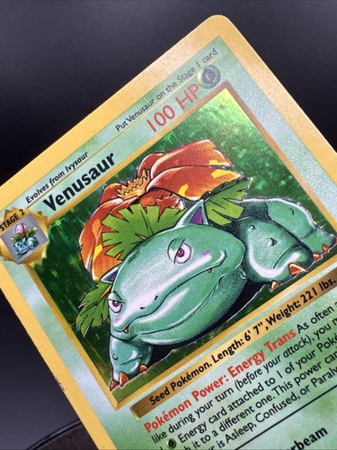 Shadowless Venusaur 15/102 Holo Base Set Pokemon Card Vintage WOTC - Picture 9 of 24