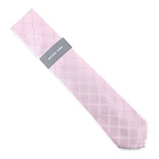 Michael Kors Men's Thanet Grid Plaid Tie Necktie Classic 3" Silk Blend Pink