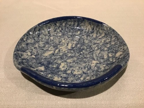 Red Wing Pottery Blue Speckled 5.25"x4.75" Soap Dish Or Spoon Rest