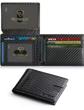 2 WALLETS RUNBOX WALLETS FOR Men SLIM RFID LEATHER 2 ID Window FAST SHIPPING 