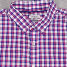 Jos A Bank 1905 Dress Shirt Mens XL Tailored Fit Blue Pink Button Up Long Sleeve