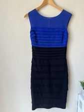 Sangria size 8 black blue bodycon pencil dress Work Office Wedding Guest pleated