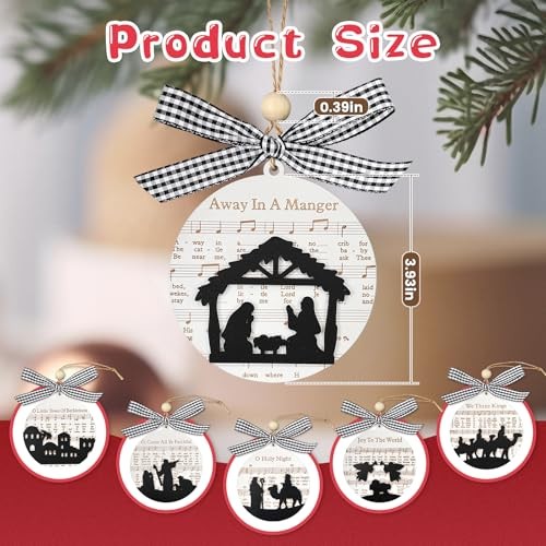 6 Pcs Wooden The Nativity Story Ornaments Set, Christian Gifts for Kids, - Picture 3 of 8