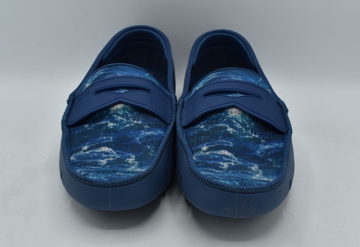 SWIMS Printed Penny Loafers Ensign Blue Shoes Boat Deck Mens Size 7 SWIMS Mens Size 9 Ensign Blue Printed Penny Shoes Loafers  main image 4