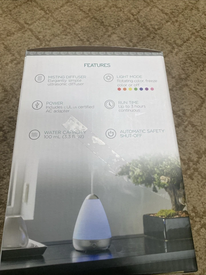 Difusor ultrasónico de aceites esenciales SpaRoom PureMist con modos de luz giratoria Foto 4 de 4