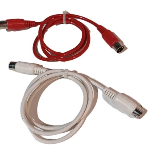 MIDI Cables 3 ft Male to Male 5 Pin DIN Plugs 4 Pack Lot Red / White - Picture 3 of 3