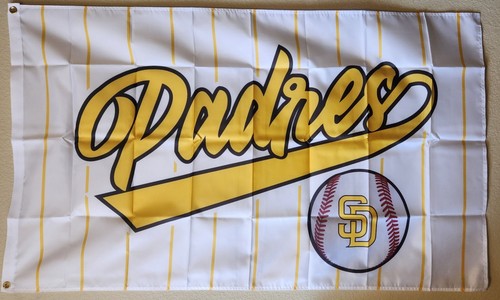 San Diego Padres Pinstripe MLB Baseball Flag 3x5 Ft W/ Grommets  - Foto 1 di 3